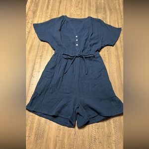 NWOT Navy Blue Buttoned Romper
